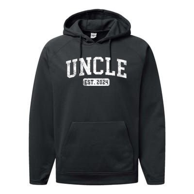 Uncle Est 2024 Promoted To Uncle Announcement Performance Fleece Hoodie