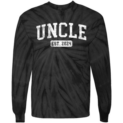 Uncle Est 2024 Promoted To Uncle Announcement Tie-Dye Long Sleeve Shirt