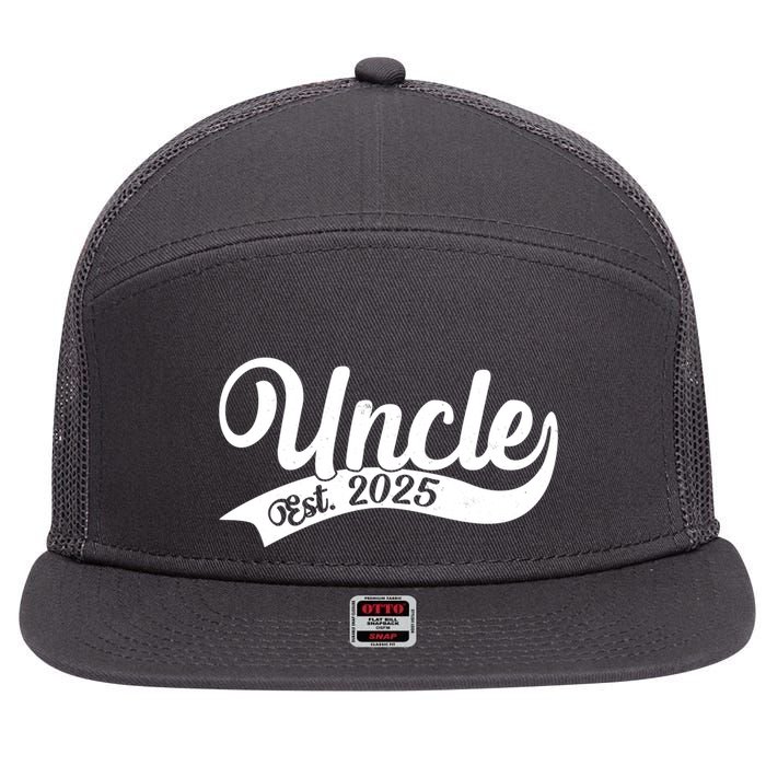 Uncle Est. 2025 New Baby Niece Nephew 7 Panel Mesh Trucker Snapback Hat