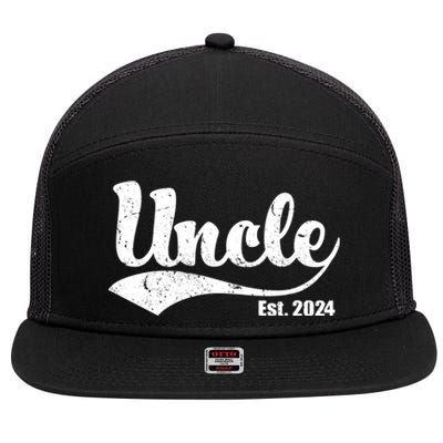 Uncle Est. 2024 Sporty Family Gift 7 Panel Mesh Trucker Snapback Hat