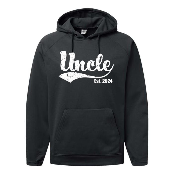 Uncle Est. 2024 Sporty Family Gift Performance Fleece Hoodie