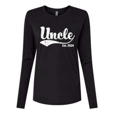 Uncle Est. 2024 Sporty Family Gift Womens Cotton Relaxed Long Sleeve T-Shirt