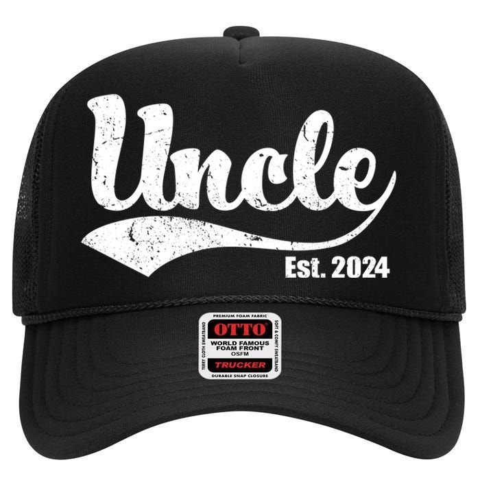 Uncle Est. 2024 Sporty Family Gift High Crown Mesh Back Trucker Hat