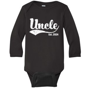 Uncle Est. 2024 Sporty Family Gift Baby Long Sleeve Bodysuit