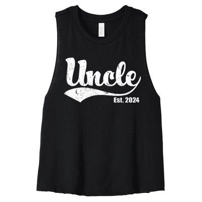 Uncle Est. 2024 Sporty Family Gift Women's Racerback Cropped Tank