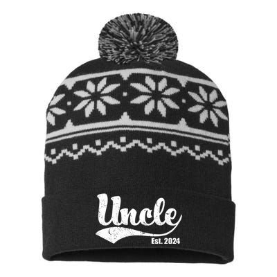 Uncle Est. 2024 Sporty Family Gift USA-Made Snowflake Beanie