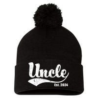 Uncle Est. 2024 Sporty Family Gift Pom Pom 12in Knit Beanie