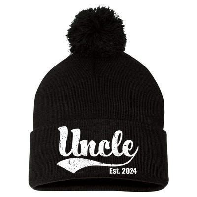 Uncle Est. 2024 Sporty Family Gift Pom Pom 12in Knit Beanie