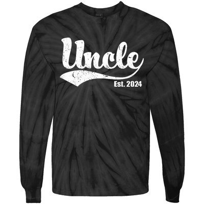 Uncle Est. 2024 Sporty Family Gift Tie-Dye Long Sleeve Shirt