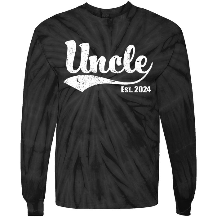 Uncle Est. 2024 Sporty Family Gift Tie-Dye Long Sleeve Shirt