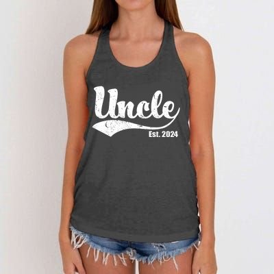 Uncle Est. 2024 Sporty Family Gift Women's Knotted Racerback Tank