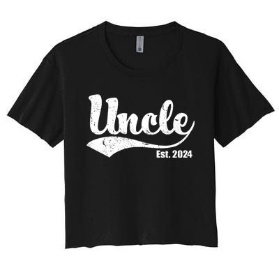 Uncle Est. 2024 Sporty Family Gift Women's Crop Top Tee