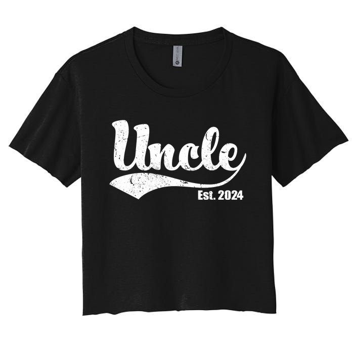 Uncle Est. 2024 Sporty Family Gift Women's Crop Top Tee