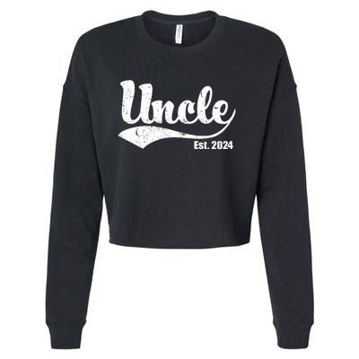 Uncle Est. 2024 Sporty Family Gift Cropped Pullover Crew