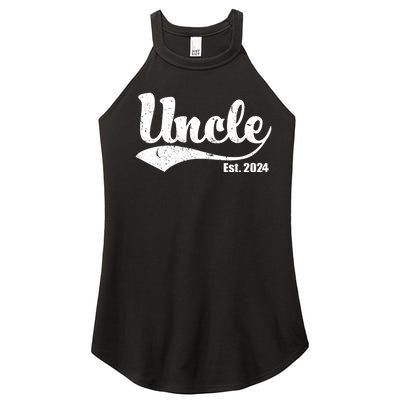 Uncle Est. 2024 Sporty Family Gift Women's Perfect Tri Rocker Tank