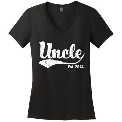 Uncle Est. 2024 Sporty Family Gift Women's V-Neck T-Shirt