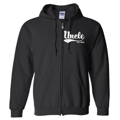 Uncle Est. 2024 Sporty Family Gift Full Zip Hoodie