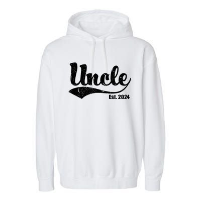 Uncle Est. 2024 Sporty Family Gift Garment-Dyed Fleece Hoodie