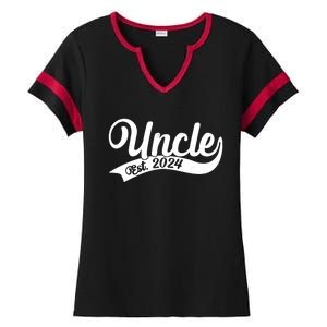 Uncle Est. 2024 New Baby Niece Nephew Ladies Halftime Notch Neck Tee