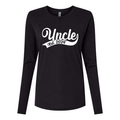 Uncle Est. 2024 New Baby Niece Nephew Womens Cotton Relaxed Long Sleeve T-Shirt