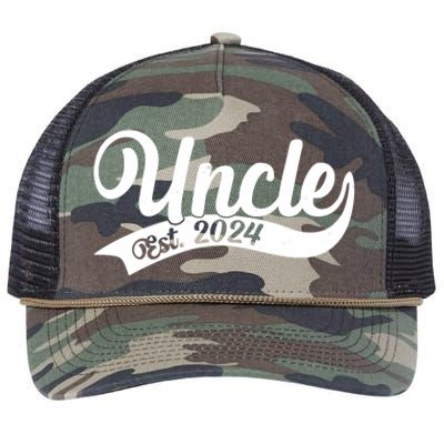 Uncle Est. 2024 New Baby Niece Nephew Retro Rope Trucker Hat Cap