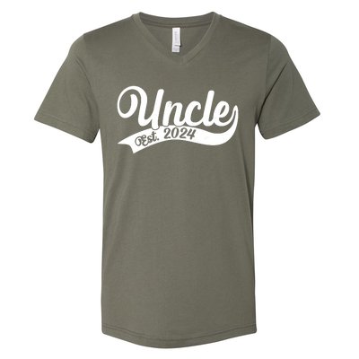 Uncle Est. 2024 New Baby Niece Nephew V-Neck T-Shirt