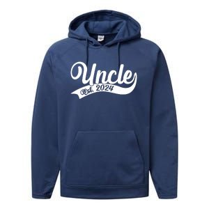 Uncle Est. 2024 New Baby Niece Nephew Performance Fleece Hoodie