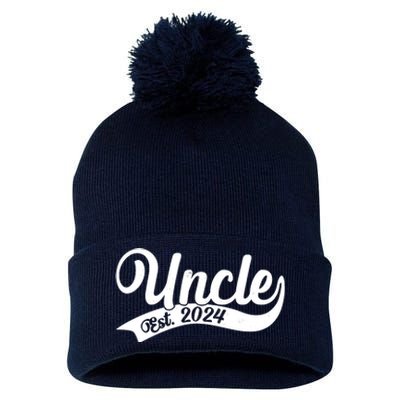 Uncle Est. 2024 New Baby Niece Nephew Pom Pom 12in Knit Beanie