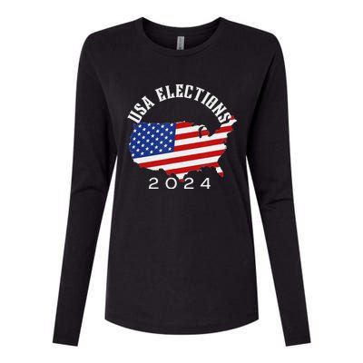 USA Elections 2024 funny american flag Womens Cotton Relaxed Long Sleeve T-Shirt