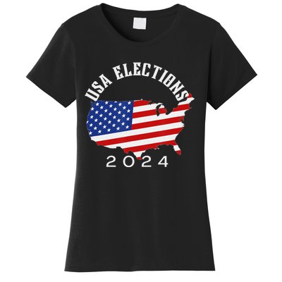 USA Elections 2024 funny american flag Women's T-Shirt