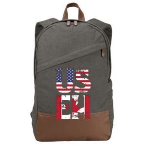 US EH American Canadian Funny Meme Quote Cotton Canvas Backpack