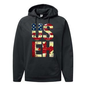 Us Eh America Canada Flag Funny American Canadian Performance Fleece Hoodie