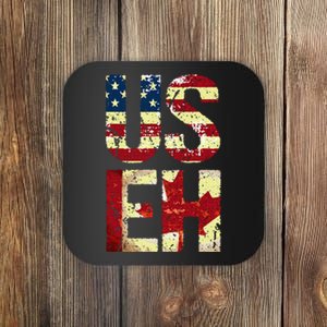 Us Eh America Canada Flag Funny American Canadian Coaster