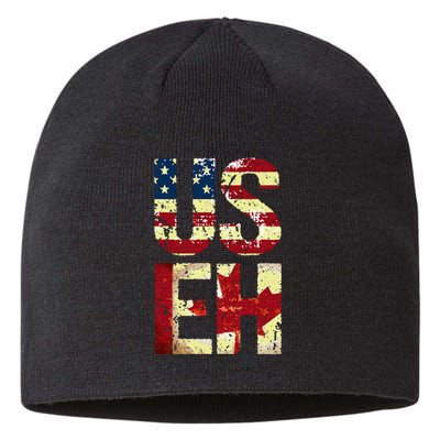 Us Eh America Canada Flag Funny American Canadian Sustainable Beanie