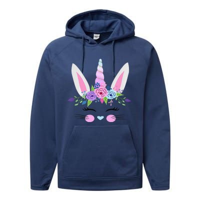 Unicorn Easter Bunny For Easter Outfit Premium Performance Fleece Hoodie