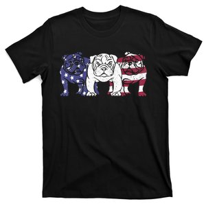 Unique English Bulldog Dog American Flag Retro T-Shirt