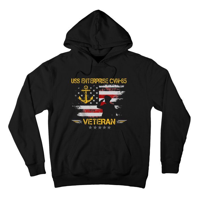 USS Enterprise CVN 65 Aircraft Carrier Veteran Flag Vintage Hoodie