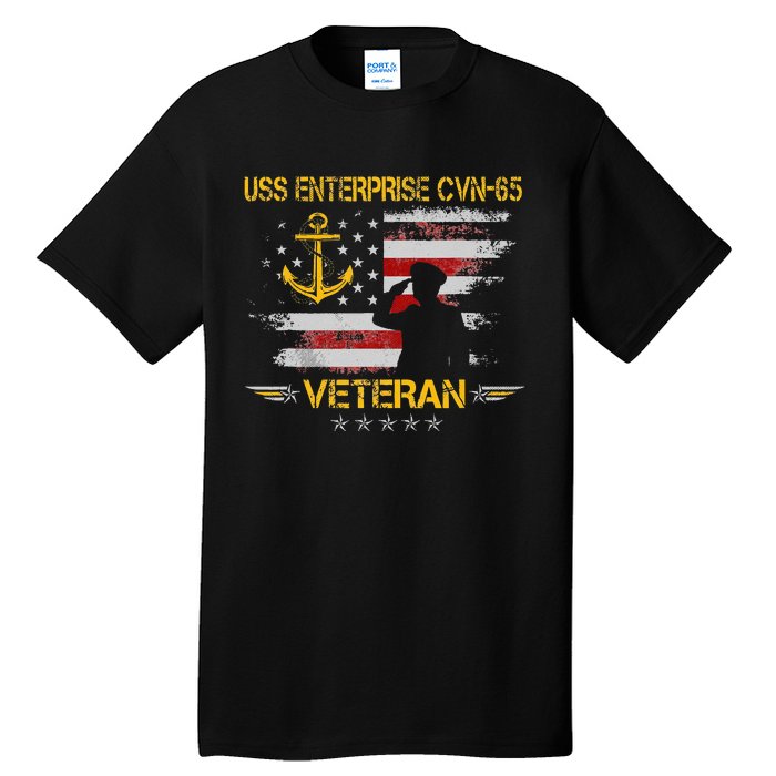 USS Enterprise CVN 65 Aircraft Carrier Veteran Flag Vintage Tall T-Shirt