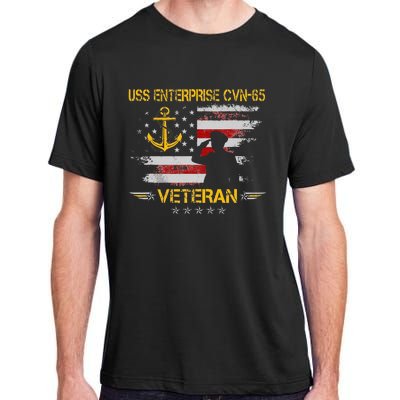 USS Enterprise CVN 65 Aircraft Carrier Veteran Flag Vintage Adult ChromaSoft Performance T-Shirt