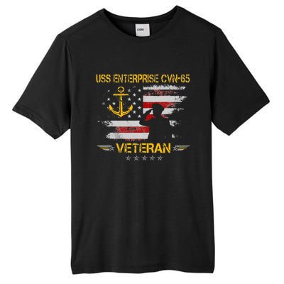 USS Enterprise CVN 65 Aircraft Carrier Veteran Flag Vintage Tall Fusion ChromaSoft Performance T-Shirt