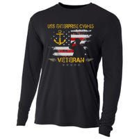 USS Enterprise CVN 65 Aircraft Carrier Veteran Flag Vintage Cooling Performance Long Sleeve Crew