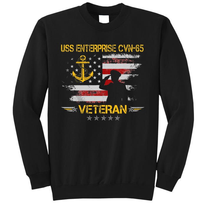 USS Enterprise CVN 65 Aircraft Carrier Veteran Flag Vintage Tall Sweatshirt