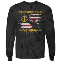 USS Enterprise CVN 65 Aircraft Carrier Veteran Flag Vintage Tie-Dye Long Sleeve Shirt