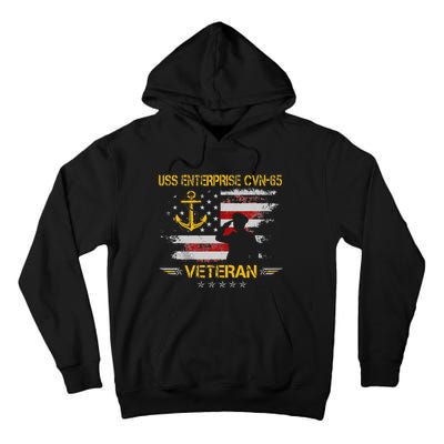 USS Enterprise CVN 65 Aircraft Carrier Veteran Flag Vintage Tall Hoodie