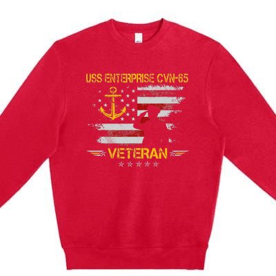 USS Enterprise CVN 65 Aircraft Carrier Veteran Flag Vintage Premium Crewneck Sweatshirt