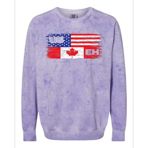 US EH Canada America Flag Maple Leaf Proud Canuck Roots Colorblast Crewneck Sweatshirt