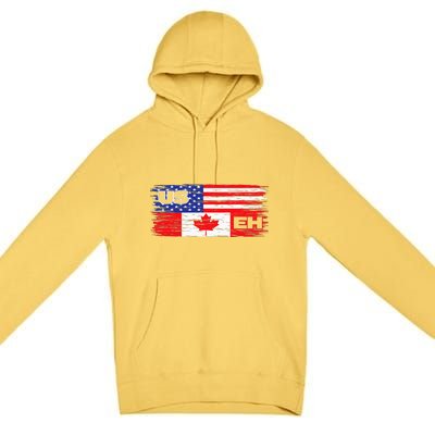 US EH Canada America Flag Maple Leaf Proud Canuck Roots Premium Pullover Hoodie