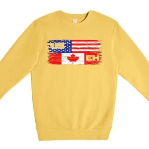 US EH Canada America Flag Maple Leaf Proud Canuck Roots Premium Crewneck Sweatshirt