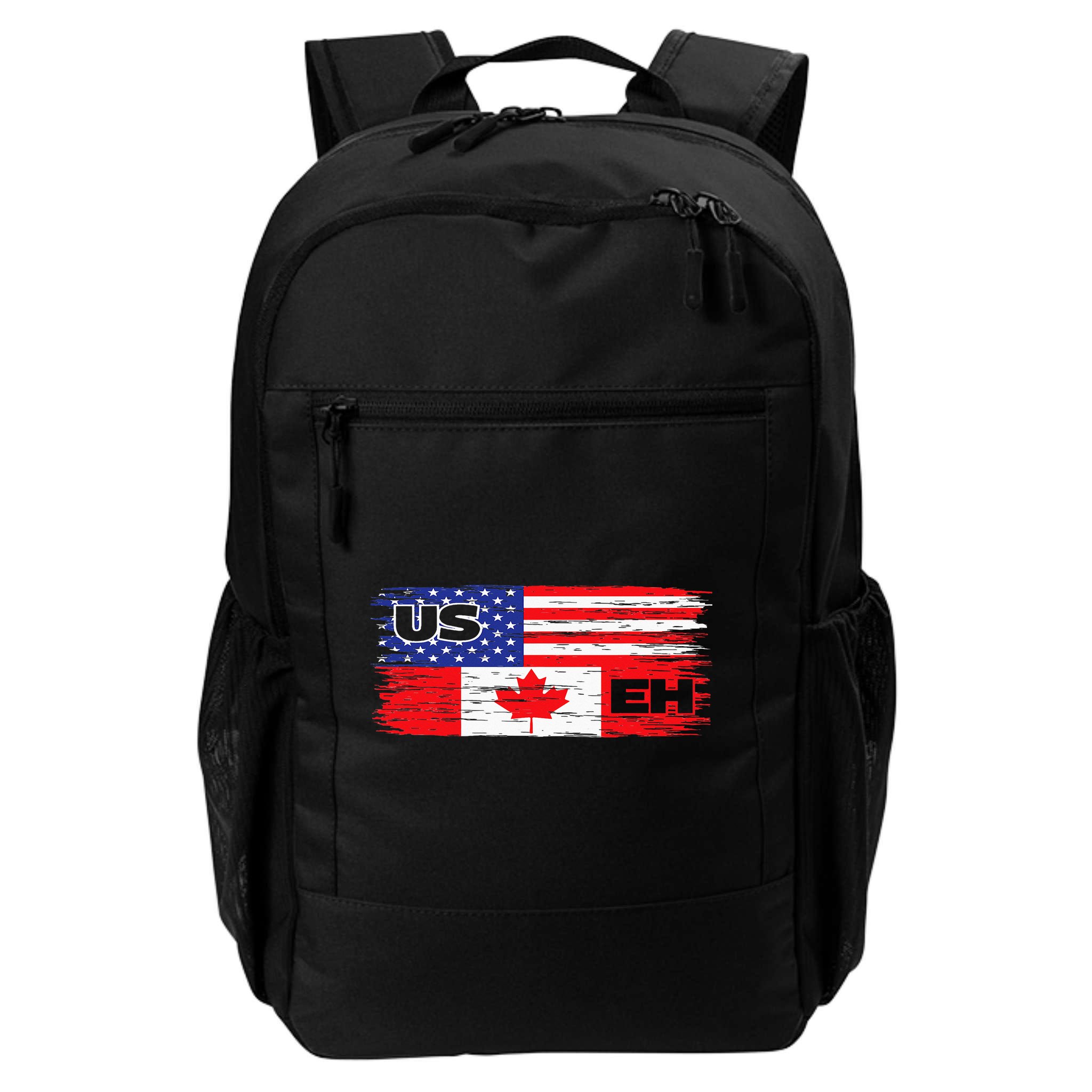 US EH Canada America Flag Maple Leaf Proud Canuck Roots Backpack