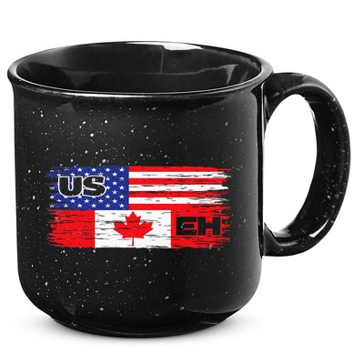 US EH Canada America Flag Maple Leaf Proud Canuck Roots 15oz Campfire Ceramic Mug
